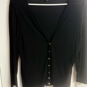 White House Black Market Elegant Black Button-Down Top